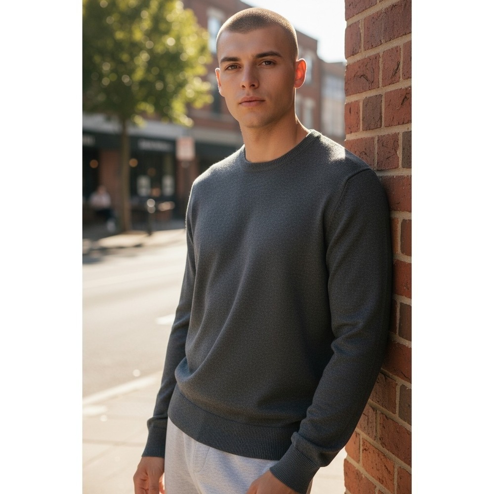 Calvin Klein Wool Blnd Crewneck Pullover Sweater Dark Gray Size Medium